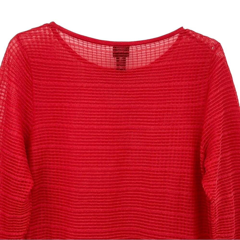 Chico’s Travelers blouse large asymmetric hem semi sheer 3/4 sleeve waffle weave - Picture 5 of 9